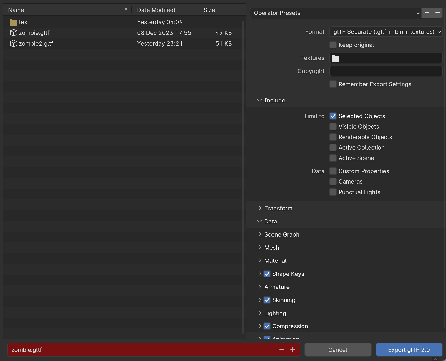 title Blender で Export