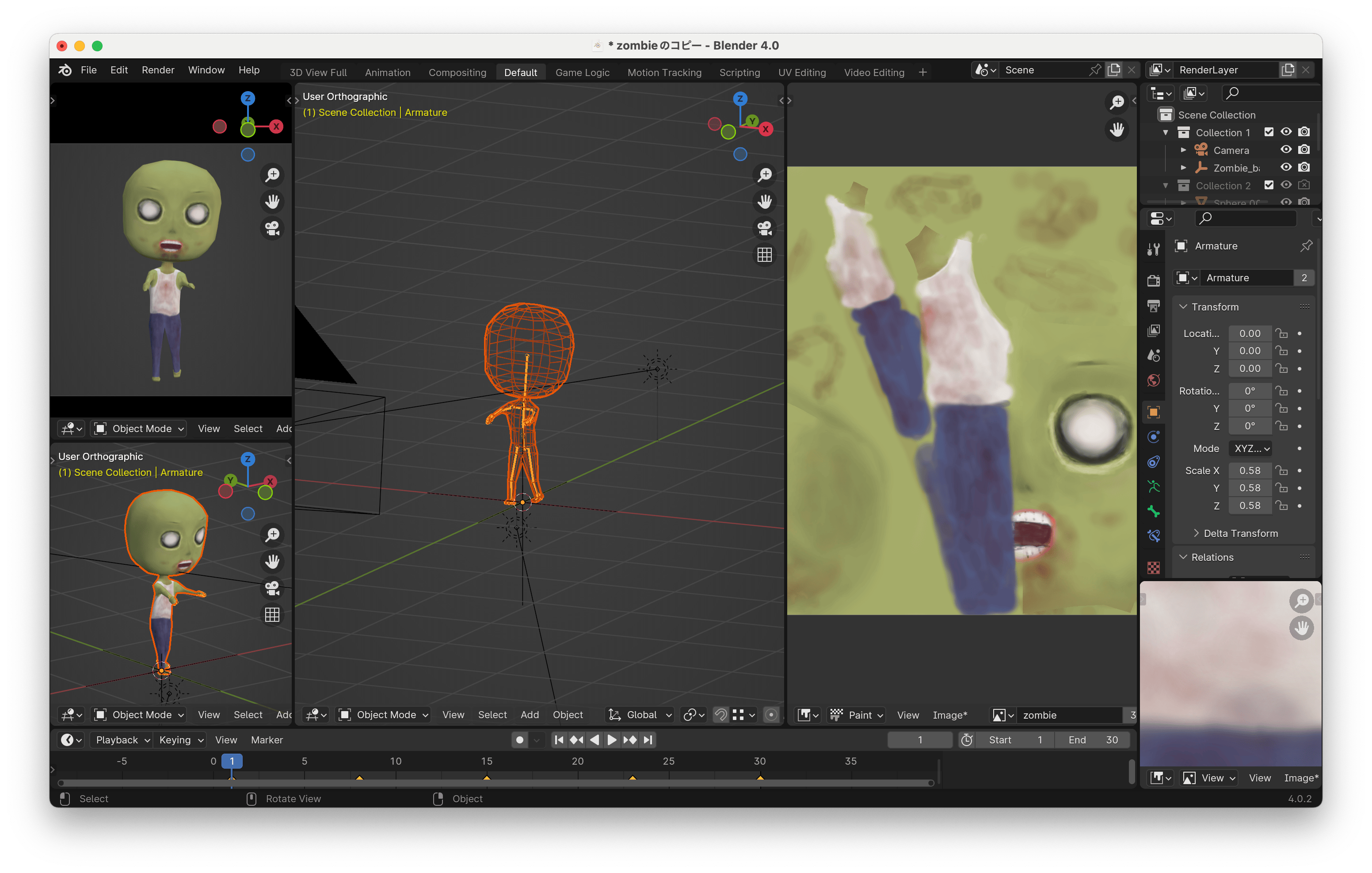 title Blenderで作成したゾンビ